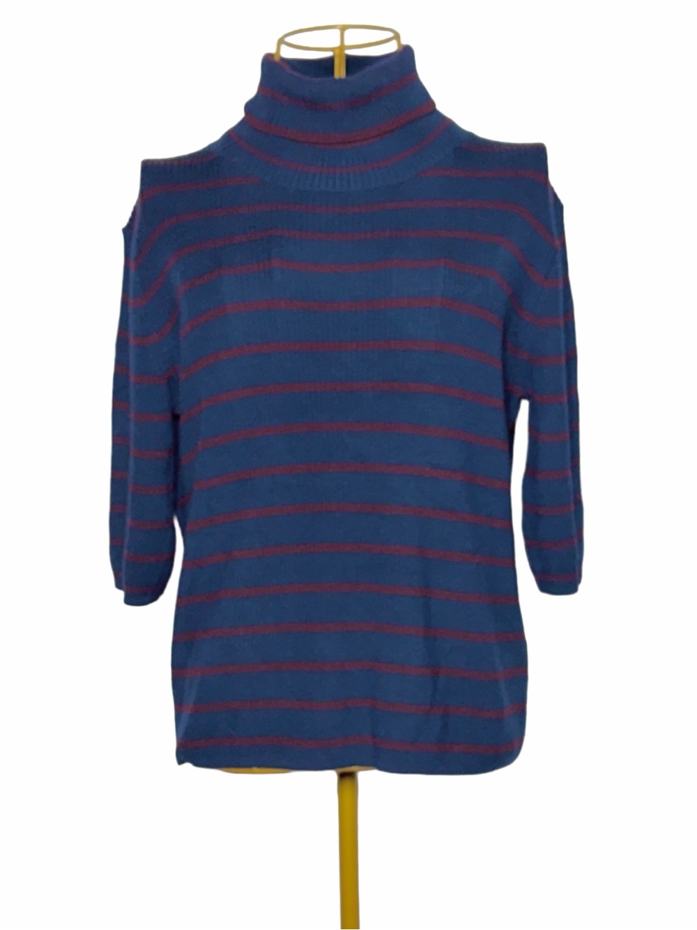 NWT Madewell Merino Wool Ribbed Turtleneck Tee in Deep Navy Stripe, NY532, XL - Picture 6 of 14
